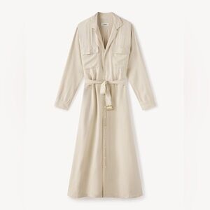 Buck Mason Women's Silken Twill Studio Shirt Dress Belted Button Down Size XS